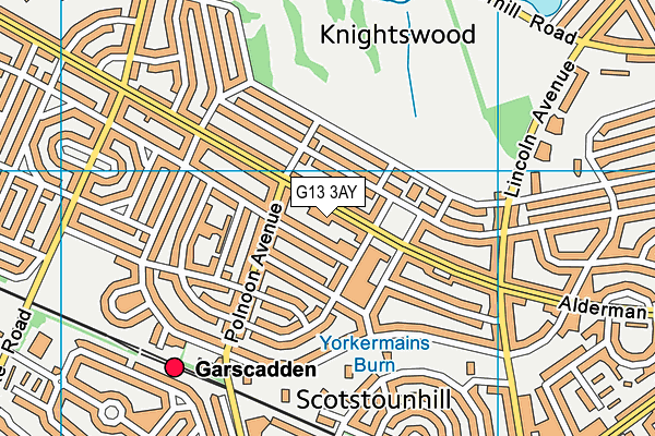 G13 3AY map - OS VectorMap District (Ordnance Survey)