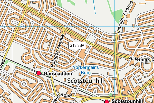 G13 3BA map - OS VectorMap District (Ordnance Survey)