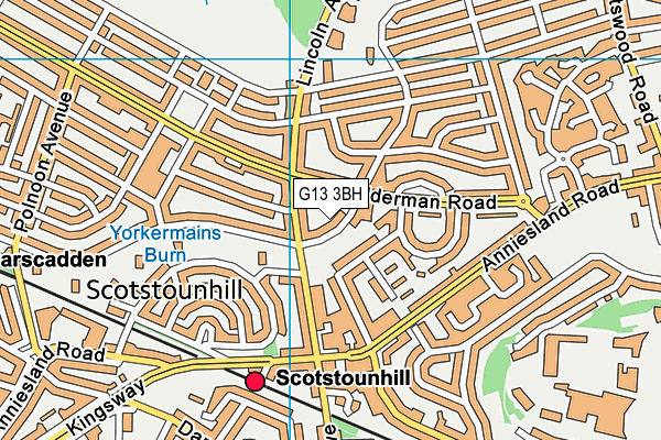 G13 3BH map - OS VectorMap District (Ordnance Survey)