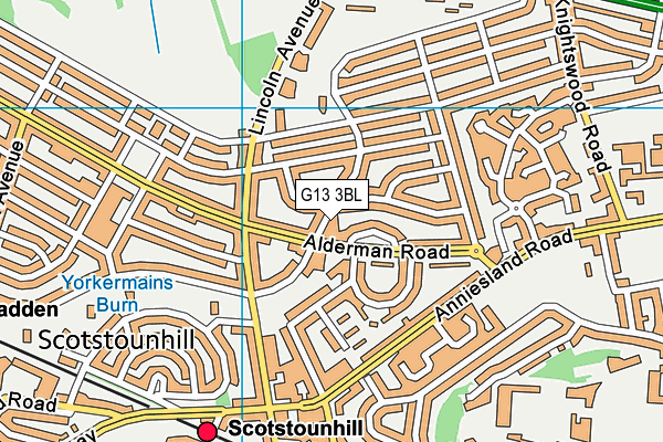 G13 3BL map - OS VectorMap District (Ordnance Survey)