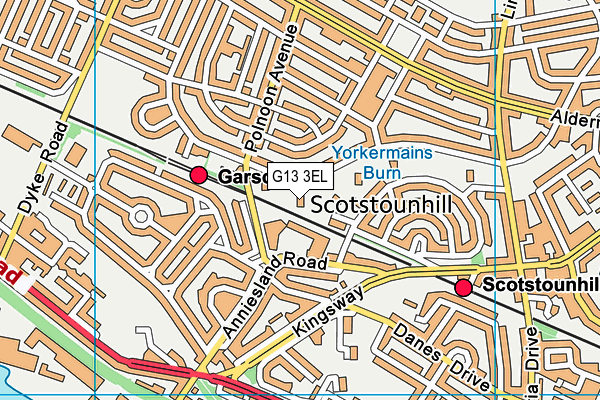 G13 3EL map - OS VectorMap District (Ordnance Survey)