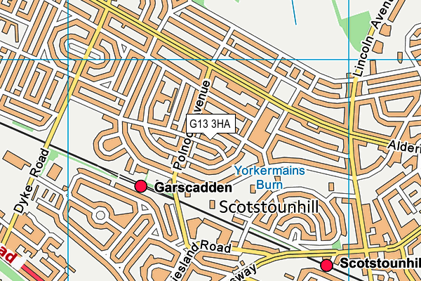 G13 3HA map - OS VectorMap District (Ordnance Survey)