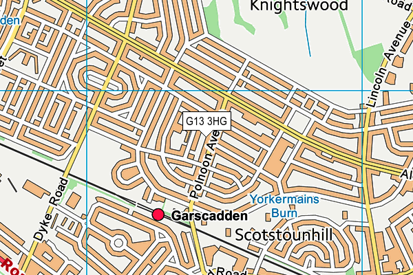 G13 3HG map - OS VectorMap District (Ordnance Survey)