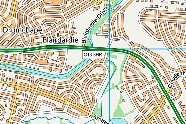 G13 3HR map - OS VectorMap District (Ordnance Survey)