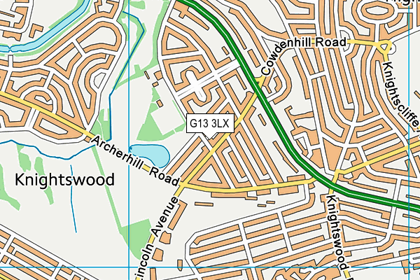 G13 3LX map - OS VectorMap District (Ordnance Survey)