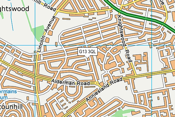 G13 3QL map - OS VectorMap District (Ordnance Survey)