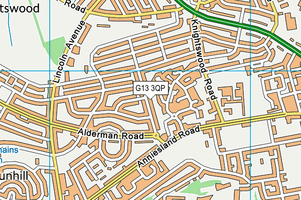 G13 3QP map - OS VectorMap District (Ordnance Survey)
