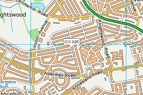 G13 3QR map - OS VectorMap District (Ordnance Survey)