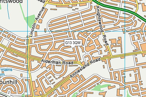 G13 3QW map - OS VectorMap District (Ordnance Survey)