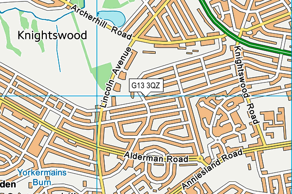 G13 3QZ map - OS VectorMap District (Ordnance Survey)