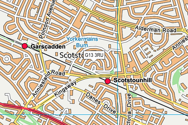 G13 3RU map - OS VectorMap District (Ordnance Survey)