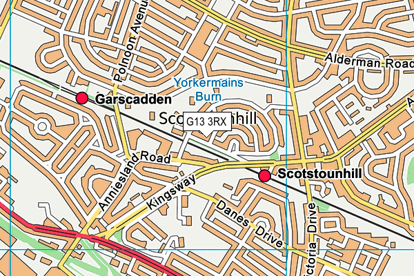 G13 3RX map - OS VectorMap District (Ordnance Survey)