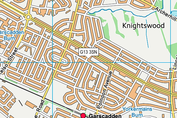 G13 3SN map - OS VectorMap District (Ordnance Survey)