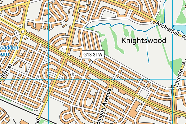 G13 3TW map - OS VectorMap District (Ordnance Survey)