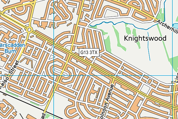 G13 3TX map - OS VectorMap District (Ordnance Survey)