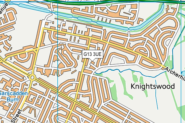 G13 3UE map - OS VectorMap District (Ordnance Survey)