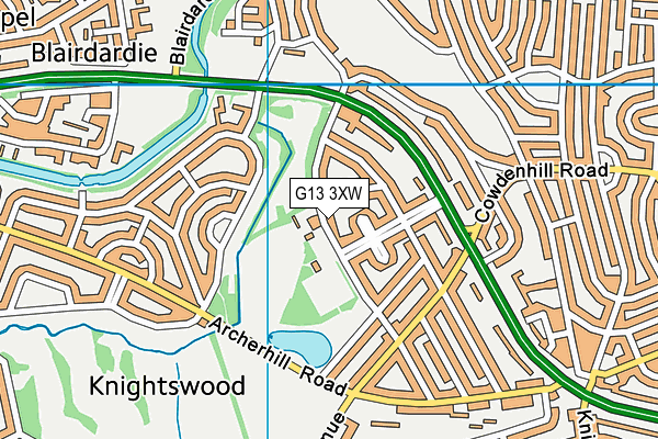 G13 3XW map - OS VectorMap District (Ordnance Survey)