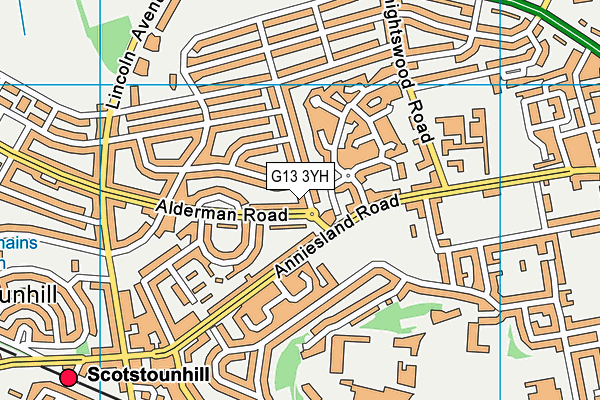 G13 3YH map - OS VectorMap District (Ordnance Survey)