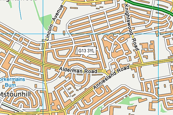 G13 3YL map - OS VectorMap District (Ordnance Survey)