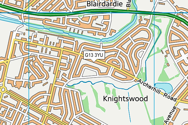 G13 3YU map - OS VectorMap District (Ordnance Survey)