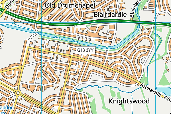 G13 3YY map - OS VectorMap District (Ordnance Survey)