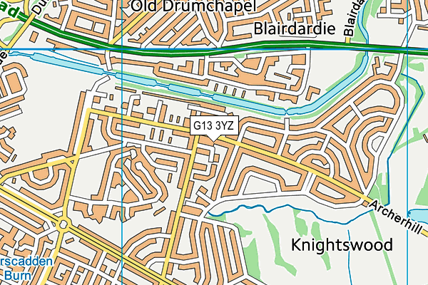 G13 3YZ map - OS VectorMap District (Ordnance Survey)