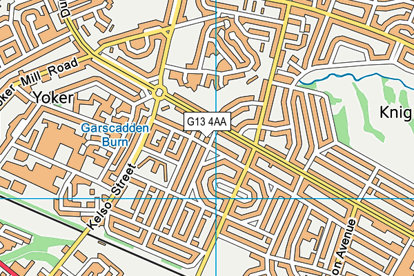 G13 4AA map - OS VectorMap District (Ordnance Survey)