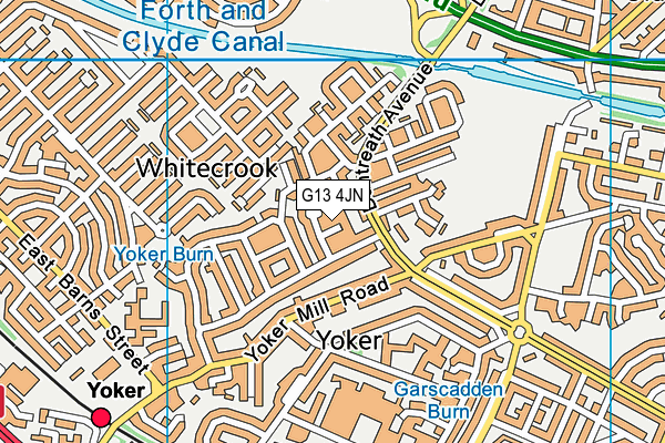 G13 4JN map - OS VectorMap District (Ordnance Survey)