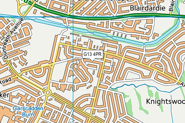G13 4PR map - OS VectorMap District (Ordnance Survey)