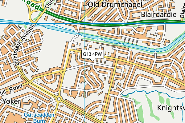 G13 4PW map - OS VectorMap District (Ordnance Survey)