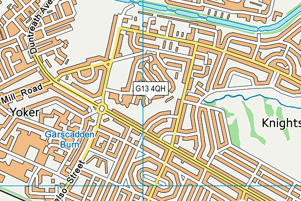 G13 4QH map - OS VectorMap District (Ordnance Survey)