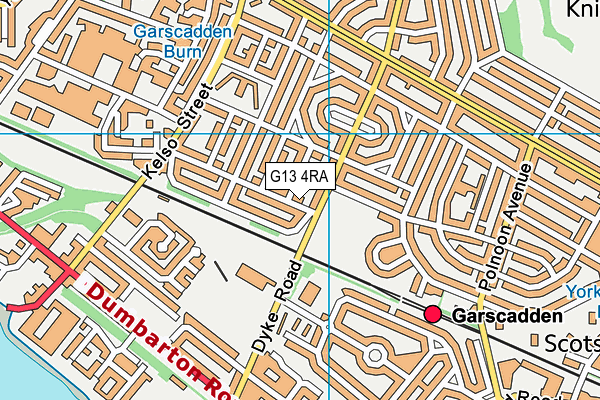 G13 4RA map - OS VectorMap District (Ordnance Survey)