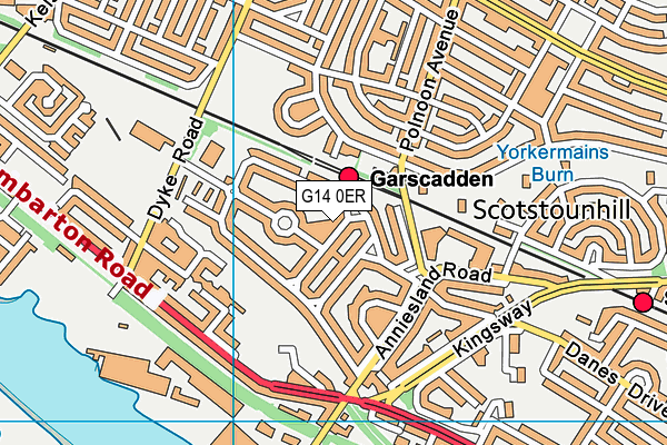 G14 0ER map - OS VectorMap District (Ordnance Survey)