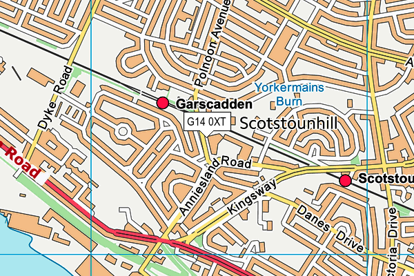 G14 0XT map - OS VectorMap District (Ordnance Survey)