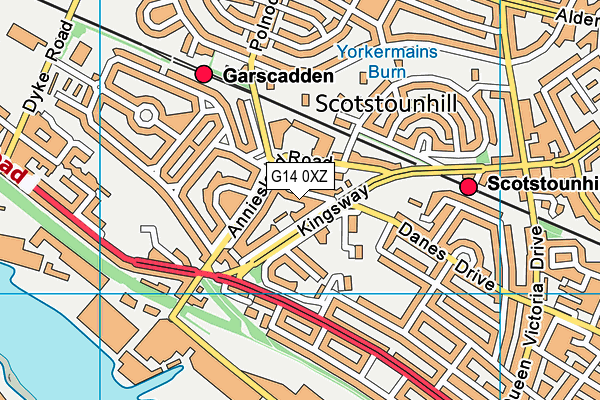 G14 0XZ map - OS VectorMap District (Ordnance Survey)