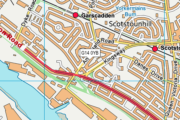 G14 0YB map - OS VectorMap District (Ordnance Survey)