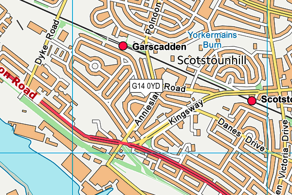 G14 0YD map - OS VectorMap District (Ordnance Survey)