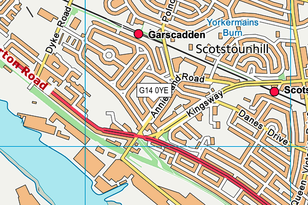 G14 0YE map - OS VectorMap District (Ordnance Survey)