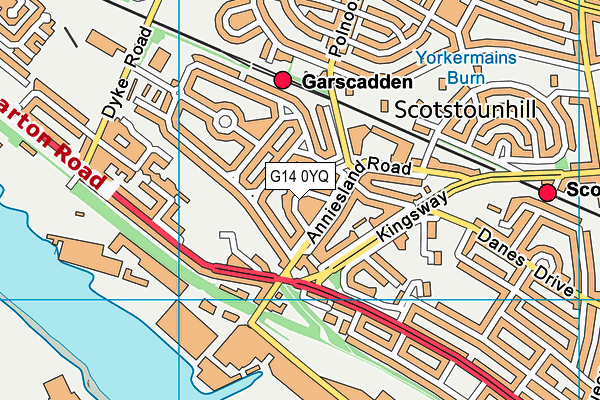 G14 0YQ map - OS VectorMap District (Ordnance Survey)