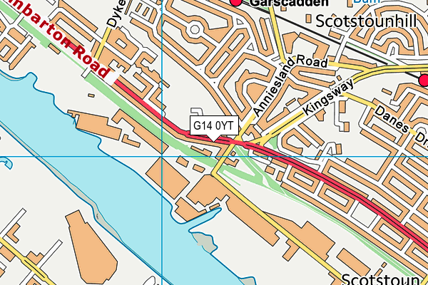 G14 0YT map - OS VectorMap District (Ordnance Survey)