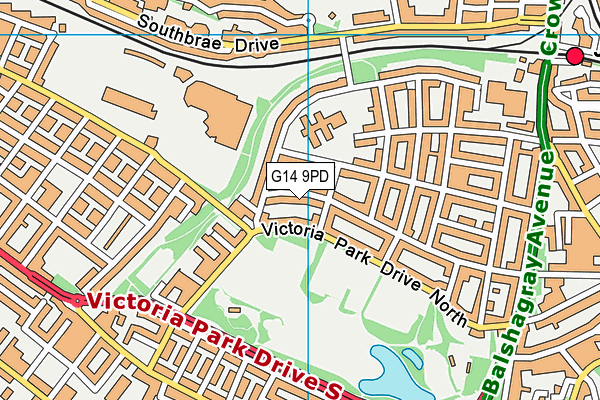 G14 9PD map - OS VectorMap District (Ordnance Survey)