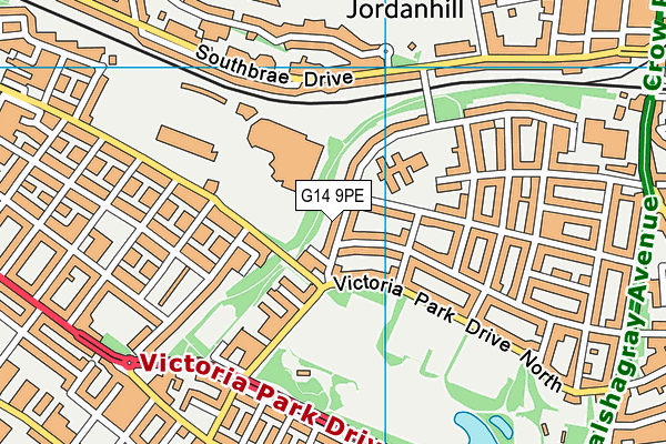 G14 9PE map - OS VectorMap District (Ordnance Survey)