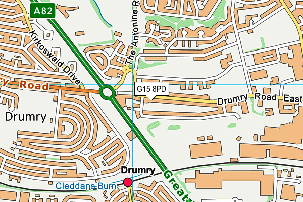 G15 8PD map - OS VectorMap District (Ordnance Survey)