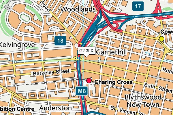 G2 3LX map - OS VectorMap District (Ordnance Survey)