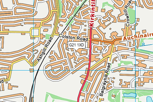 G21 1XD map - OS VectorMap District (Ordnance Survey)