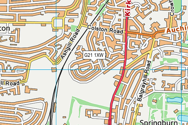 G21 1XW map - OS VectorMap District (Ordnance Survey)