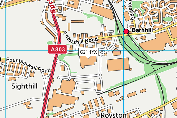 G21 1YX map - OS VectorMap District (Ordnance Survey)