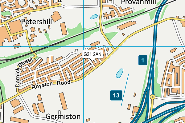 G21 2AN map - OS VectorMap District (Ordnance Survey)