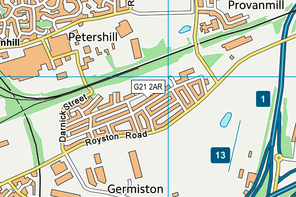 G21 2AR map - OS VectorMap District (Ordnance Survey)