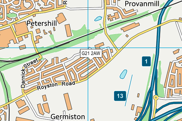 G21 2AW map - OS VectorMap District (Ordnance Survey)